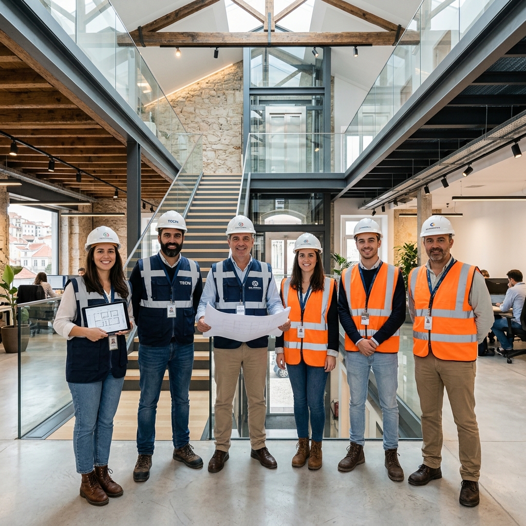 Equipa técnica da Letra Refrescante em obra